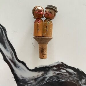 Vintage Italian Hand Carved Wooden Bottle Stopper